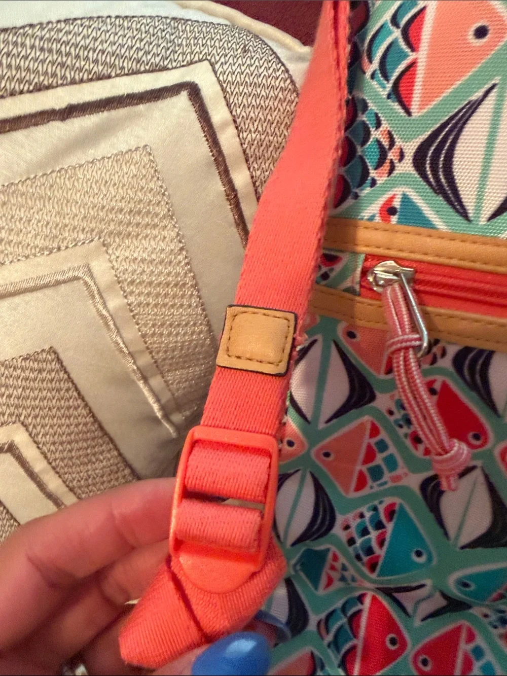 Vera Bradley Lighten Up Drawstring Backpack in the “Go Fish” pattern.. NWOT.